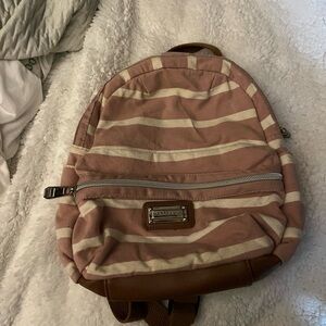 Madden Girl Mini Striped Pink and White Backpack